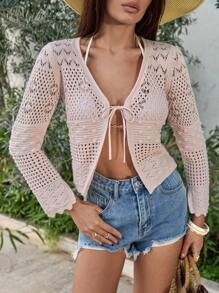 EURMUSE Woman Light Weight Cardigan For Summer Vacation - Baby Pink - View 8