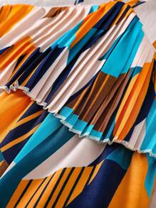 Baby Mädchen ärmelloses Rüschen Saum Jumpsuit mit geometrischem Muster, Urlaubsstil - Verschiedenfarbig - Übersicht 4