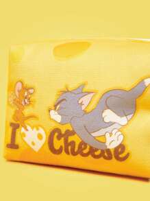 TOM & JERRY X SHEIN 1pc Cat Printed Cosmetic Bag, Portable Makeup Storage Pouch With Zipper, Multi-Functional Organizer Bag, Lightweight Travel Case For Men & Women - Multicolor - View 4