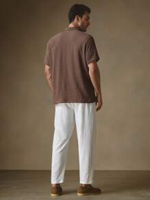 Manfinity VCAY Men's Woven Mandarin Collar Fitted Casual Shirt Set, Suitable For Summer