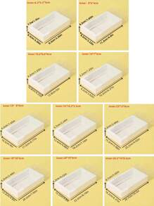 10 piezas Nuevas cajas de regalo extraíbles, color liso, con ventana, caja de papel kraft, caja pequeña para regalo de fiesta de cumpleaños, empaque universal - Blanco - Ver 2