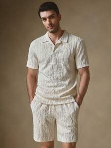 Manfinity VCAY 2pcs Men's Slim Fit Turndown Collar Short Sleeve Casual Polo Shirt Set, Suitable For Summer