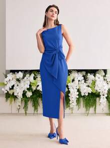 MOTF Soiréza 蝴蝶结装饰大腿开衩连衣裙