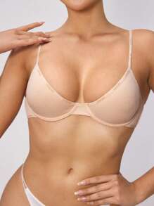 Ocili Áo ngực không đường may in chữ thoải mái cho nữ - Màu be - Xem 5