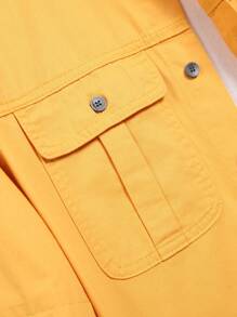 Manfinity Hypemode Men's Casual Yellow Denim Shirt With Long Sleeves Chest Pockets And A Shirt Collar