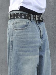 Manfinity EMRG Loose Slant Pocket Casual Wide Leg Jeans For Men - Light Wash - View 5