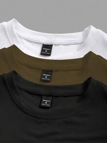 3 piezas Camisetas de manga corta cuello redondo para hombre, verano