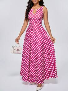 SHEIN Unity 优雅圆点印花无袖连衣裙，适合夏季 - 彩色 - 查看 6