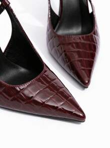 CUCCOO BIZCHIC Women's Ankle Strap Bowknot Decor High Heels, Work Shoes Burgundy Color Lolita Style For Christmas Spring Shoes - Burgundy - View 5