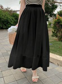 DAZY Women's Mesh Patchwork Puffy Skirt - Black - View 4