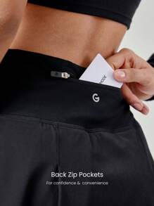 GLOWMODE VitalSwift 速干口袋抽绳褶皱迷你裙内置短裤轻度支撑网球高尔夫健身房夏季速干吸湿排汗