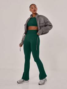 Musera Sport Gerippte Yogahose mit hoher Taille und Schlag, Aktivkleidung, Hose, Leggings für Padel, Tennis, Pickleball