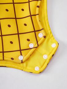 SHEIN 2 件新生儿可爱趣味水果黄菠萝服装套装含帽子，适合表演、拍照、游乐园、节庆 - 黃色 - 查看 5