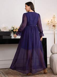 Modelyn Vestido casual de manga larga de unicolor de talla grande, diseño minimalista y elegante apto para el verano