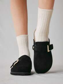 Solecia 女士可调节带扣休闲日常穿平底穆勒鞋春夏新款度假女式婚礼鞋复活节海滩休闲鞋