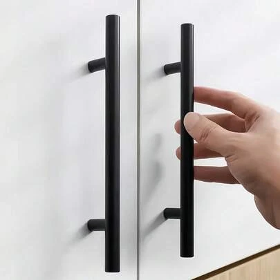 4pcs Kitchen Handle Stainless Steel T Bar Door Pull 76mm 96mm Cabinet Knobs And Handles Black Furniture Handle