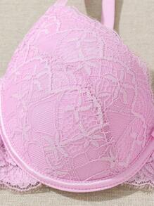 SHEIN 3pcs/Set Romantic Lace Supportive Adjustable Lingerie Bras, Sexy & Minimalist Design For Women