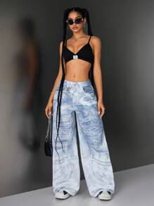 SHEIN ICON Jeans de moda minimalista para mujer, adecuados para el verano