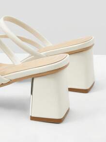 MOTF PREMIUM SQUARE TOE THICK ONE-STRAP HEEL SANDALS - Apricot - View 8