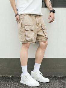 Manfinity LEGND Pantalones cortos vaqueros holgados y casuales de carga para hombres