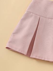 SHEIN 2pcs Baby Girls Korean Casual Cute Multi-Piece Set Pleated Skirt, Summer - Multicolor - View 3