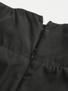 SHEIN Girlism TEEN GIRL Black Bowknot Waist Mid-Length Skirt, Elegant School Uniform A-Line Skirt