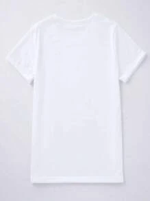 SHEIN LUNE Damen Lässig T-Shirt mit Blumen Muster und Kurzarm, Sommer