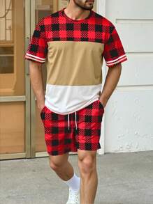 Manfinity Dauomo Men's Casual Round Neck Short Sleeve T-Shirt & Shorts Set, Stylish For Summer