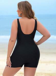 Swim SPRTY Traje de baño estampado con árboles de coco de talla grande para mujer, de una pieza, con cintura delgada sexy y tirantes ajustables, adecuado para vacaciones, trabajo y ocio