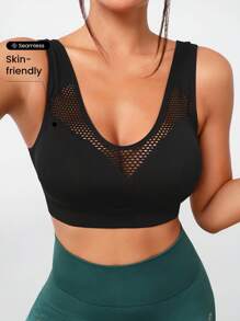 SHEIN Sports 透氣運動式push Up Bra - 黑色 - 查看 1
