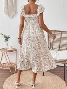 SHEIN Ditsy Floral Square Neck A-Line Maternity Dress, Minimalist Fashion, Suitable For Summer - Multicolor - View 2