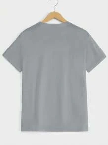 RueChic Camiseta de manga corta casual de hombre con estampado de letra, para verano