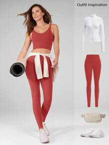 GLOWMODE FeatherFit™ U 型背心短款运动背心低冲击瑜伽日常 - 宇宙塵土紅 - 查看 6