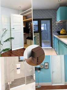 1m 3-Hole Self-Adhesive Door Bottom Seal Strip For Bedroom Door, Dustproof, Soundproof, Windproof, Suitable For Doors And Windows - Brown - View 6