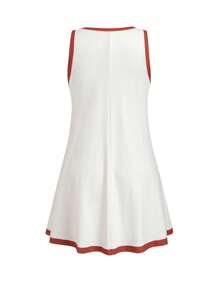 Plus Size Sleeveless Round Neck Simple Fashion Dress, Suitable For Summer - White - View 3