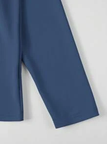 Manfinity Homme Áo thun polo tay dài in chữ thường ngày dành cho nam đi làm - Màu xanh lam - Xem 4
