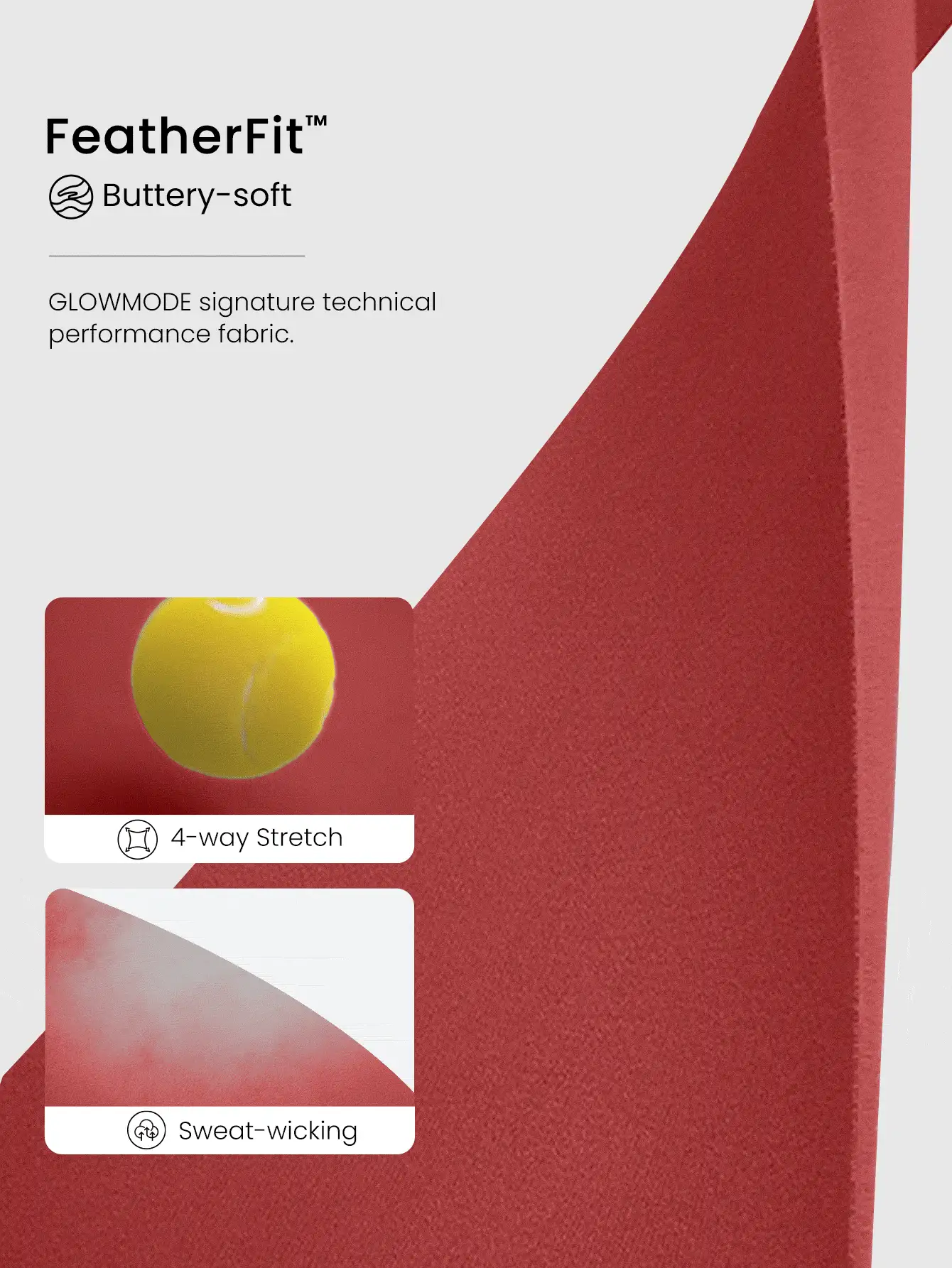 GLOWMODE FeatherFit™ U 型背心短款运动背心低冲击瑜伽日常 - 宇宙塵土紅 - 查看 4