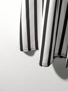 Franclia Fashionable Commuter Striped Decorative Waist Belt A-Line Skirt Fall Cloth For Women - Black and White - View 3