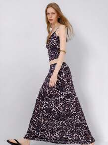GENKIRA Conjunto de top con tirantes de encaje y estampado de leopardo y falda de línea A, moda callejera europea y americana, primavera/verano - Multicolor - Ver 4