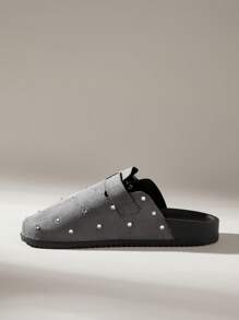 Solecia Women's Round Toe Fuzzy Slip-On Slippers, Practical & Versatile For Christmas - Dark Grey - View 3