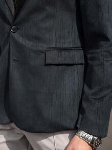 Manfinity Mode Men Mottled Lapel Single-Breasted Business Travel Suit Jacket - Black - View 6