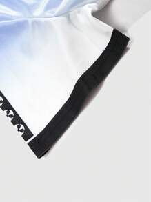 ROMWE MEN Prep Áo thun Polo họa tiết da báo chắp vá họa tiết số dành cho nam, phù hợp mặc thường ngày, mùa xuân/hè - Màu xanh lam - Xem 3