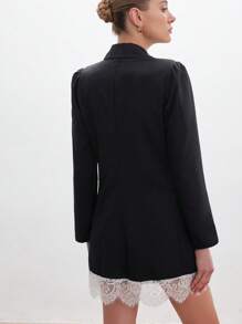 Aveloria Modichic Abito da festa da donna, a maniche lunghe, con collo, in pizzo di lusso, con design a patchwork in vita, ideale per le vacanze