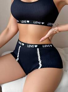 EasyFave 3pcs Women's Comfortable Soft Letter Patchwork Hipster Briefs