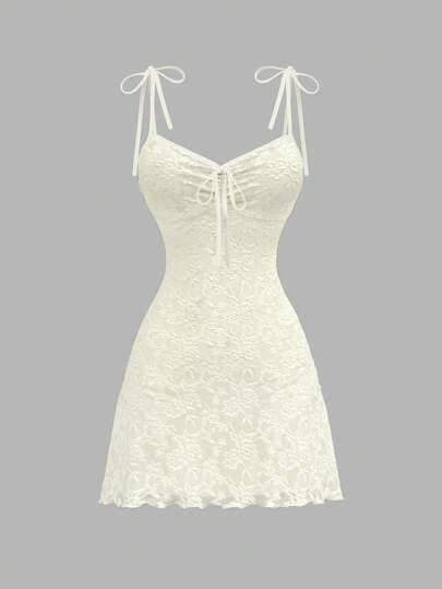 SHEIN MOD Ruched Bust Tie Bow Shoulder Strap Adjustable Waist A-Line Jacquard Fabric Apricot Dress,Boho,Concert ,Graduation ,Festival,Vintage,Tropical  , Elegant,Vacation ,Tea Party ,Hawaiian ,Brunch Outfits ,Coquette ,Fairycore,Classy Outfits For Women,Rave Outfits Festival,Summer Dresses For Women