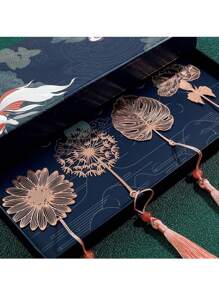 SHEIN 1pc/4pcs Creative Exquisite Plant Leaf Veins Leaves Of The Seasons Artistic Style Gift Metal Bookmarks Holiday Gift Sets For Teachers And Friends Back To School