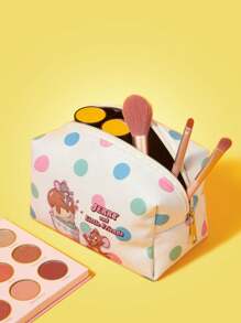 TOM & JERRY X SHEIN 1pc Cute Mouse Printed Makeup Bag, Portable Cosmetic Storage Pouch With Zipper, Multi-Functional Organizer Bag, Lightweight Travel Bag, Suitable For Men And Women - Multicolor - View 3