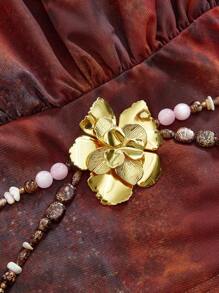 ROMWE Grunge Punk 复古狂野 Y2K 豹纹扎染网眼串珠垂领女式背心 - 彩色 - 查看 4