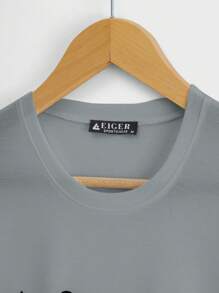 RueChic Camiseta de manga corta casual de hombre con estampado de letra, para verano
