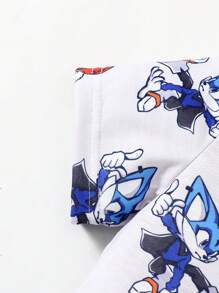 Set de 2 piese pentru casă, tricou cu mânecă scurtă și pantaloni scurți cu imprimeu de desene animate ignifug, potrivit pentru vară, haine de vară pentru băieți, seturi pentru băieți, haine pentru băieți pentru copii, seturi pentru băieți, seturi de haine pentru băieți, set de îmbrăcăminte pentru băieți - alb - Vizualizare 4